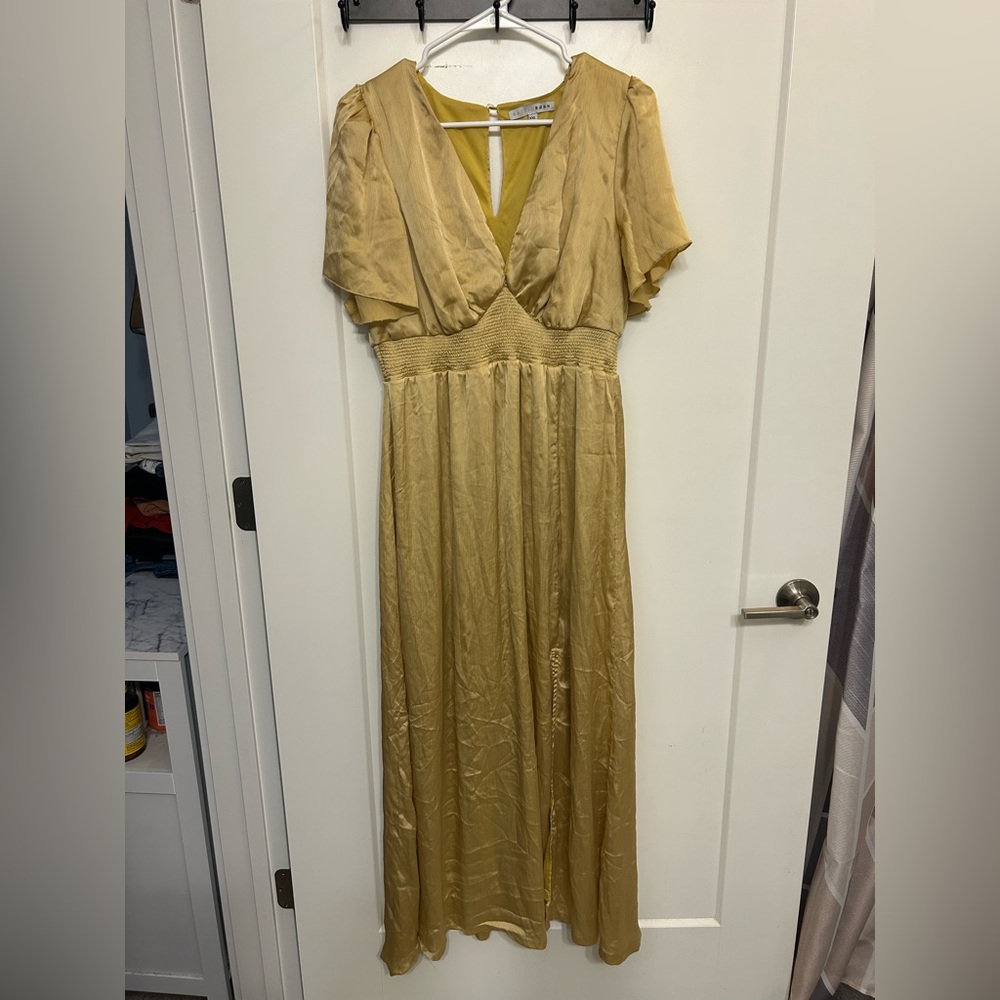 Baltic Born Prague Satin Maxi Dress in Mustard